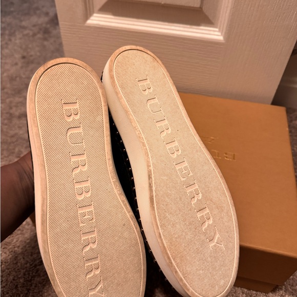 Burberry Black Leather Fringe Lace-Up Sneakers with Navy Laces - Picture 5 of 5